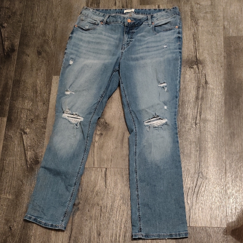 Maurices Light Blue Distressed Straight Leg Jeans